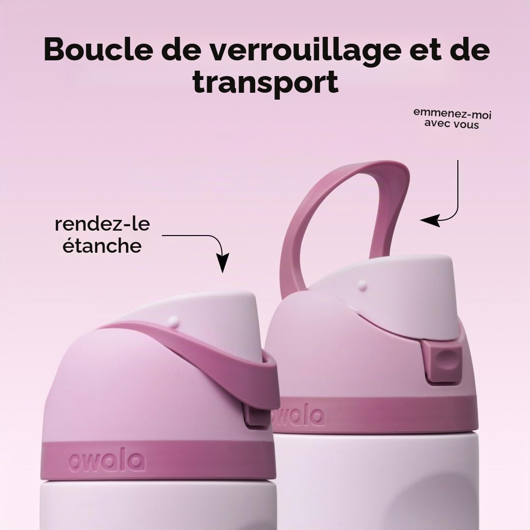 Owala FreeSip gourde isotherme en inox avec paille et couvercle, 710 ml - sans BPA, garde frais pendant 24 heures pour le sport et les voyages, Lilac You A Lot