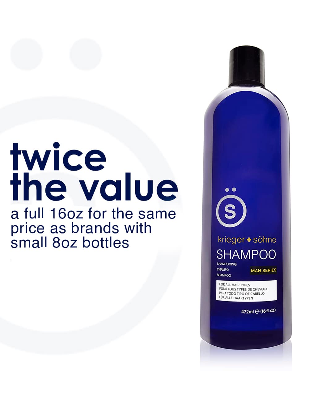 krieger + söhne Tea Tree Shampoo for Men - Invigorating Mens Shampoo with Tea Tree Oil & Peppermint Oil, Paraben Free Formulated to Heal Dry Scalp, Dandruff, and Prevent Hair Loss - 16oz (1 Bottle)