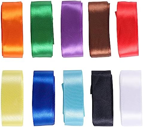ihaspoko Wstążka z satyny poliestrowej, 10 kolorów, 25 mm x 5 metrów, wstążka materiałowa do samodzielnego wykonania sztuki i rzemiosła, pakowania prezentów, balonów, kokardek, dekoracji ślubnych