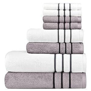 DIAOJIA Bath Towels Soft Cotton Set – 8,Turkish 100% Cotton Premium & Luxury Towels Bathroom Sets Soft and Fluffy 2 Bath…