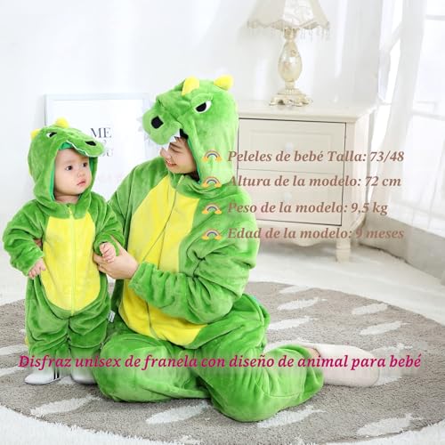 Miniatura 7 de Doladola Bebé Niños Niñas Con Capucha Monos Para Bebés Franela Traje De Animales Ropa 12-18 Meses, Dinosaurio Verde