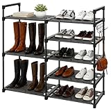 Altdnmaf 5 Ebenen Schuhregal, 83 cm Breit Platzsparend Schuhständer mit hoher Etage für Stiefel, Freistehender Stiefelhalter für Küche, Schlafzimmer, ordentlicher Organizer, Schwarz