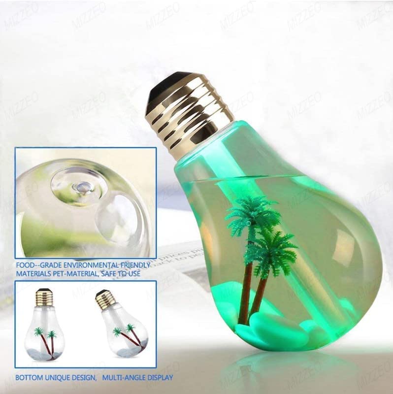 Yorten 400ml Colorful USB LED Night Light Bulb Mini Humidifier Micro Spray Hydrating Desktop Cool Mist Maker Sprayer Automatic Shut-Off Air Purifier for Home, Office, Bedroom 3