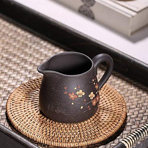 Théière originale mine noir or sable violet avec tasse juste et mer thé