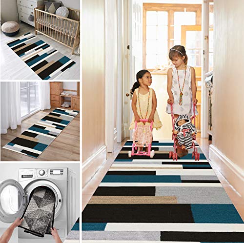 Yurun läufer küche Teppichläufer Meterware, rutschfest & leicht abwaschbar für Wohnzimmer Flur Büro Schlafzimmer Küche, 8 x Rutschfester Teppichgriff, 50x540cm Cover