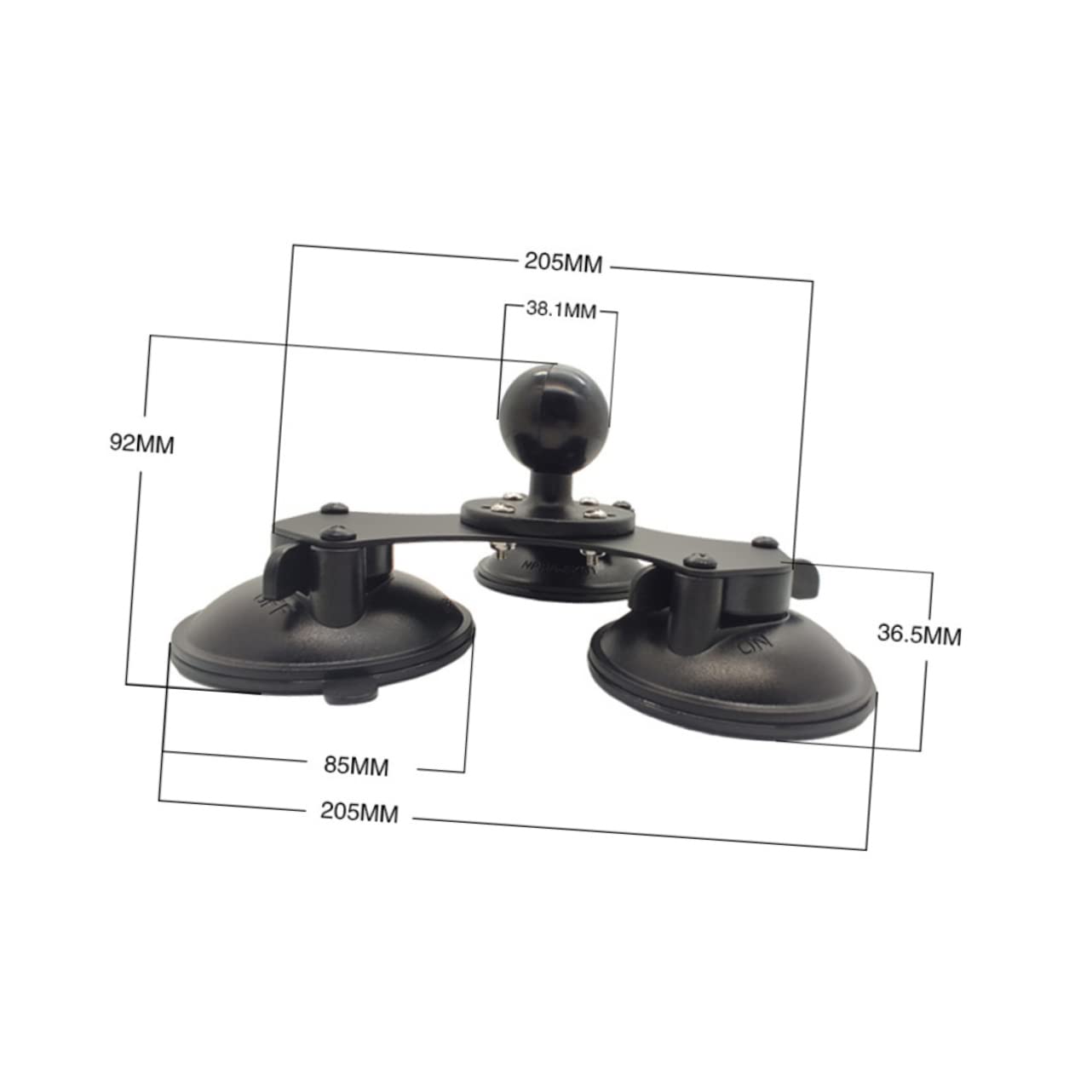 EXCEART Soporte de Parabrisas Triple Ventosa y Rótula Giratoria Soporte de Ventosa Rótula para Coche Compatible Telefonos y Dispositivos GPS