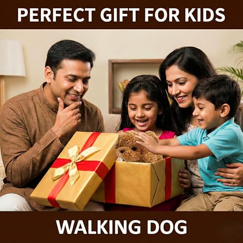 Image of Cute Plush Puppy Toy | Soft & Interactive Battery Operated Toy | Walking, Barking & Jumping Pup for Kids| Tail Wagging Cute Realistic Pet | Gift for Babies (Brown) 1 Year to 8 Year