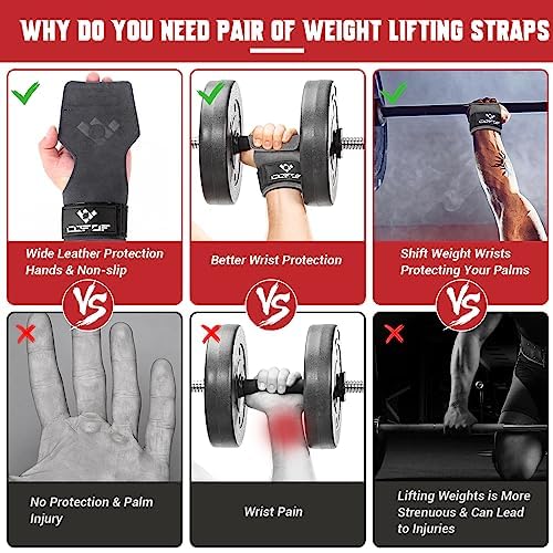 Image of Weight Lifting Wrist Strap, Double-Layer Leather for Deadlift Powerlifting