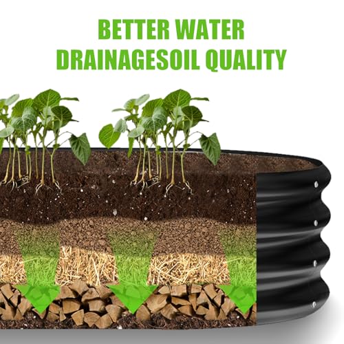 Land Guard 8×2×1ft Galvanized Raised Garden Bed Kit, 108 Gallon Capacity Raised Garden Boxes Outdoor, Oval Metal Raised Garden Beds for Vegetables, Gray(with 10 Connecting rods) by Land Guard - Used condition - Image 5