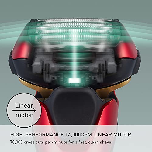 Panasonic Arc5 Electric Razor For Men With Pop-Up Trimmer, Wet Dry 5-Blade Electric Shaver With Intelligent Shave Sensor And 16D Flexible Pivoting Head - Es-Alv6Hr (Red) #TOP6