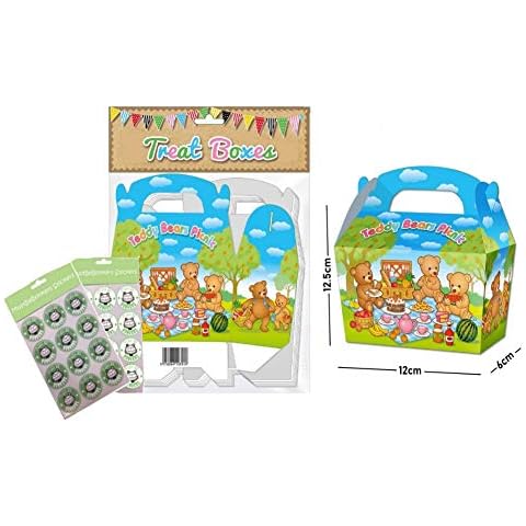 MBB 20 Teddy Bears Picnic Birthday Party Treat Boxes Cupcake Favour Sweet Gift Box & Sticker Seals Cover