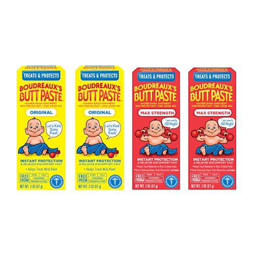 Image of Boudreaux's Butt Paste Butt Paste Diaper Rash Ointment, Variety Pack, Original & Maximum Strength (2oz, 2 of each)
