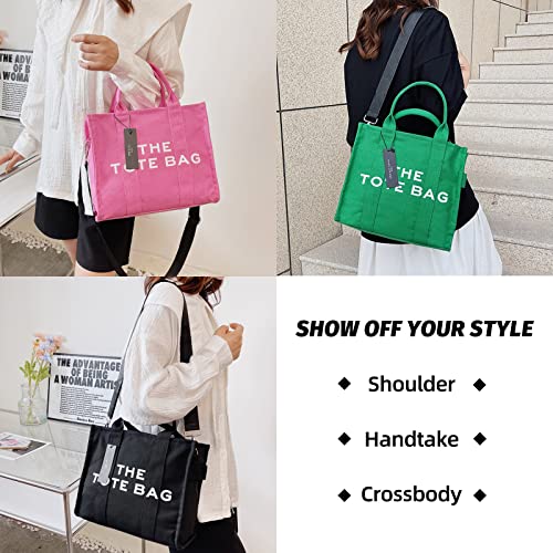 Castnich The Tote Bag For Women, Canvas, Black With Zipper, Sturdy Wear-Resistant Handbag , Purse Crossbody Shoulder Work, School, Travel #TOP6