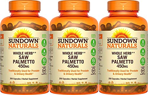 Sundown Naturals Saw Palmetto 450 mg, 250 Capsules (Pack of 3)