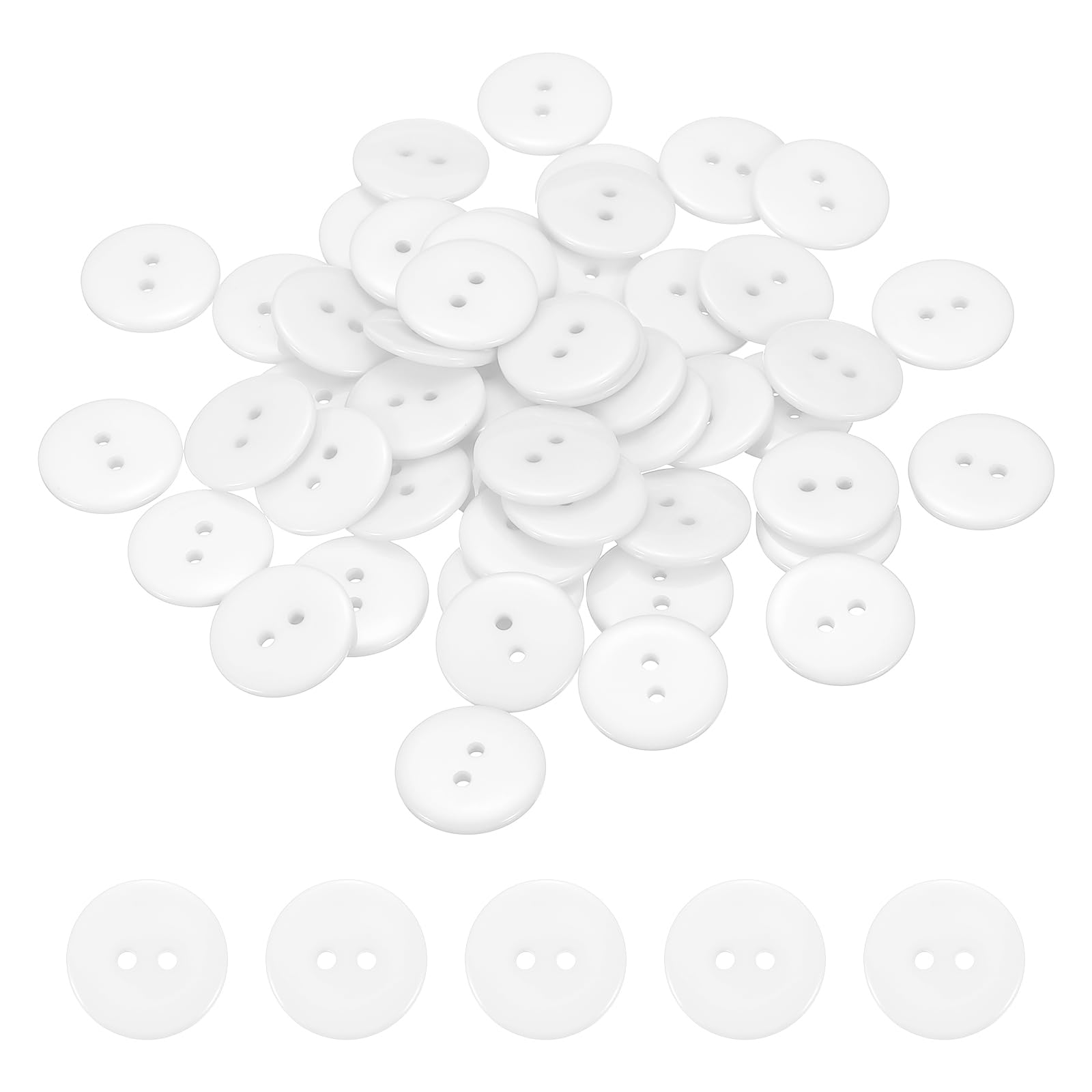 sourcing map 50pcs Resin Sewing Button, 20mm (3/4-inch) 2 Holes Round Craft Decorative Buttons for Coat Clothes Holiday Decoration, White