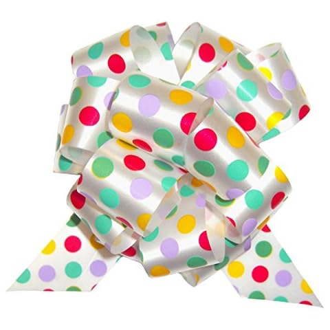 Jaffa Imports 10 x SPOTTY EASTER PULL BOWS 32mm - Baby Shower Easter Birthday Gift Basket Hamper Party Bow Cover