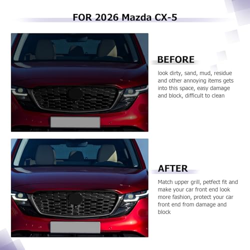 Image of LUWU Mazda CX-5 2026 Front Upper Grill Mesh Compatible With 2026 Mazda CX-5 Front Mesh Grill Inserts Trims Front Mesh Grille Cover Guard for Mazda CX5 2026 Car Exterior Accessories ABS Material Black
