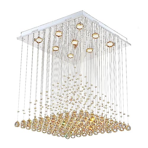 Bu Qi - US Plafon Techo, Lámpara de Techo de Cristal LED Moderna con Gotas de pirámide de Lujo, lámpara Colgante de Tres Colores, lámparas de Techo Decorativas for Sala de Estar, Dormitorio, hoteles