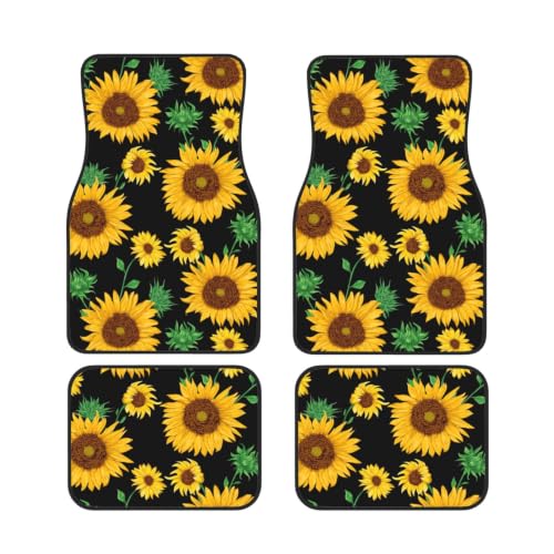 Alfombrillas de coche de neopreno de alta densidad con acabado reforzado y diseño de girasoles