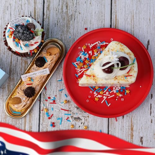 Image of Red White and Blue Sprinkles, Patriotic 4th of July Gold Star Sprinkles | Edible Pearls, Jimmies, Golden Stars, Coarse Sugar, For Baking, Cookie, Cupcake, Ice Cream Topping, Memorial Holiday Supplies