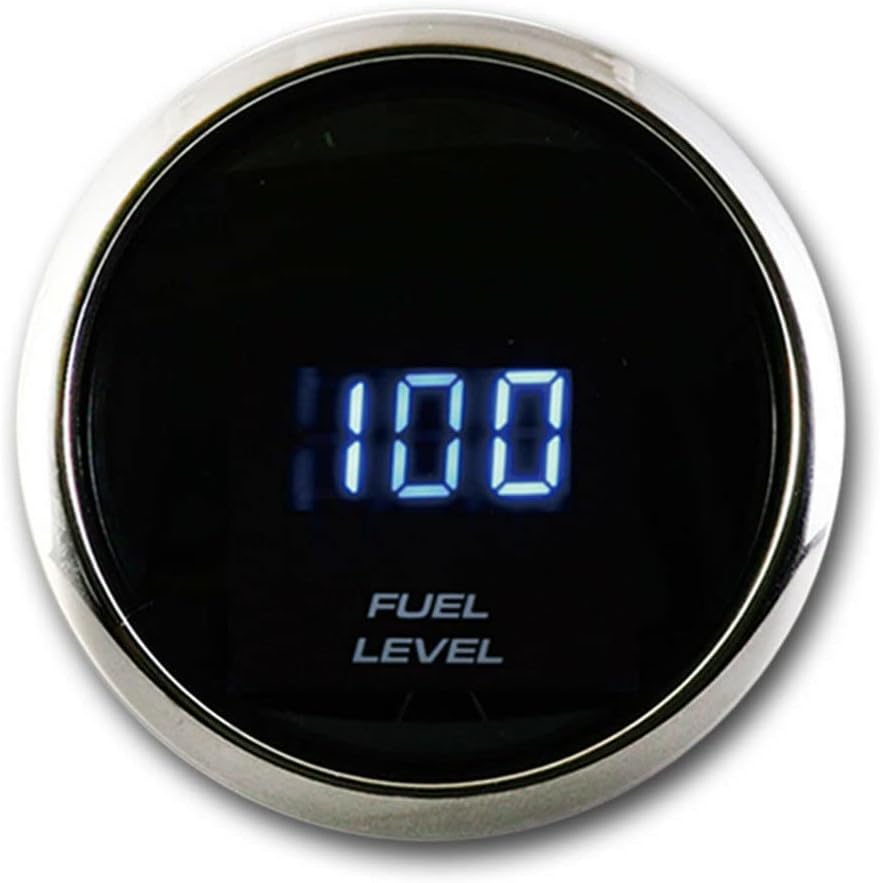 MOTOR METER RACING MGS Series 52mm 2-1/16" Digital Fuel Level Gauge 240-33 ohms Black Dial Blue LED Display 12/24 Volt Waterproof
