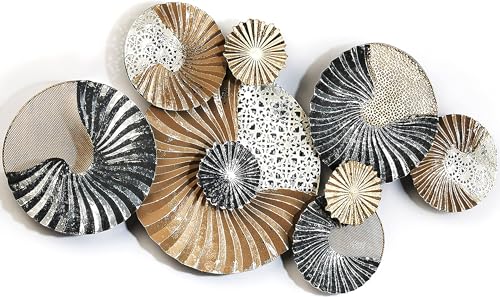 Kobolo Wandbild 3D-Bild Wanddeko Metall - SHELL - gold anthrazit - ca...