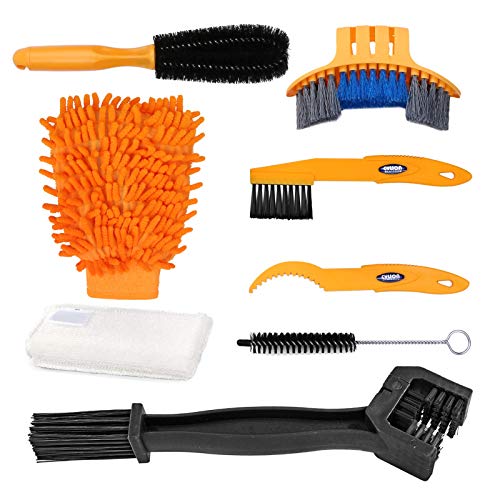 Oumers Bike Clean Brush Kit, Motorcycle Bike Chain Cleaning Tools - Make Bicycle Crank/Tire/Sprocket/Corner Stain Dirt Clean - Durable/Practical Cycling Clean Tool fit All Bike