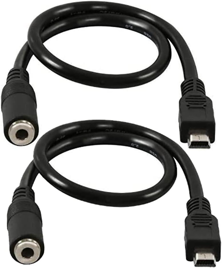 Wpeng (2-Pack) Mini USB Male to 3.5mm Jack Female Audio Cable Cord for Active Clip Mic Microphone Adapter Cable-1Feet