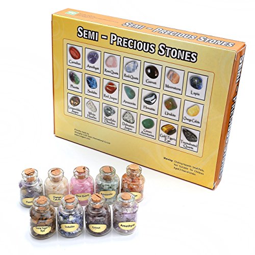 Pesoenth 9 Different Gemstone Bottles Chip Crystals And Healing Stone Bulk, Small Chakra Healing Crystals,Wicca Tumbled Gem Stones Set,Witchcraft Crystals Home Decor #TOP2