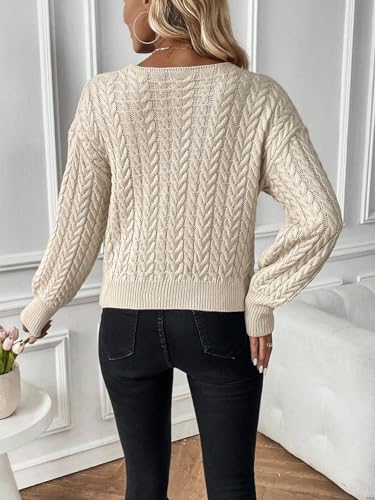 WDIRARA Women's Textured Crossover V Neck Sweater Long Sleeve Drop Shoulder Casual Pullover Tops2