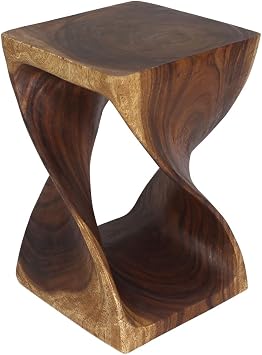 Haussmann Original Twist End Table, Acacia, Walnut, 15x15x23 in