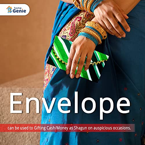 Home Genie Shagun Lifafa Money Gift Envelope for Gifting Money on Wedding, Birthday | Wedding | Engagement | Birthday Party | Marriage | Diwali | Rakhi Envelopes - Green - Pack of 3