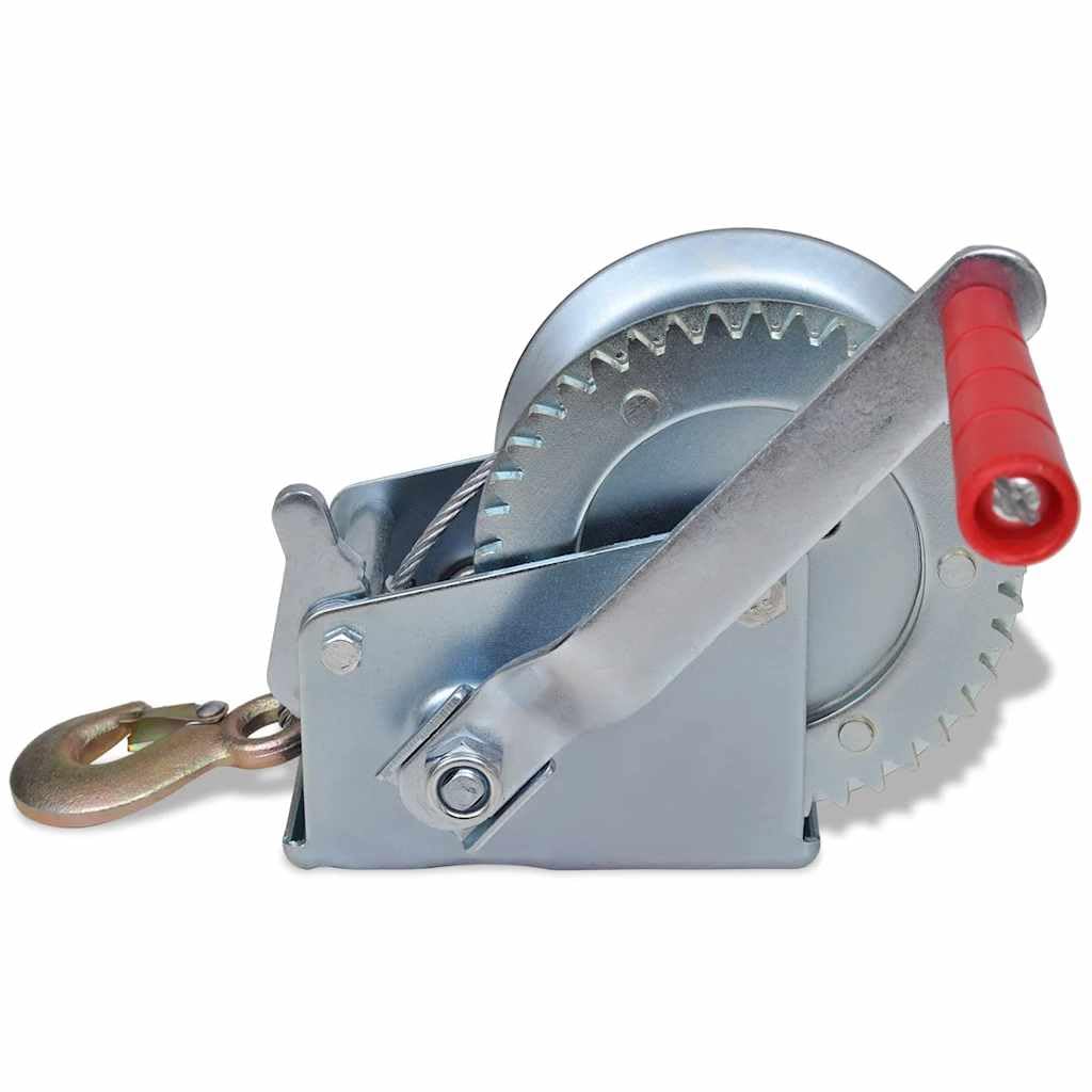 Cabrestante manual de 540 kg con cuerda de 10 m, construcción de hierro resistente, para vehículos, remolques, industrias, construcción, todoterreno, barco, tractor, grúa, taller, garaje