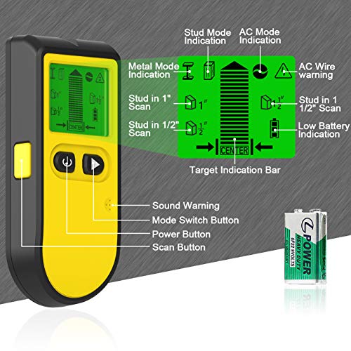 Stud Finder Wall Scanner, 5 In 1 Upgraded Electronic Stud Sensor Wall Detector Center Finding With Lcd Display For Five Scan Modes For Wood Stud/Metal/Live Ac Wire/Deep Detecting #TOP2