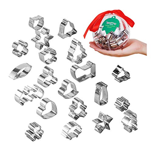 Beyond 280 Daily Use and Christmas Cookie Biscuit Cutters Set, Cute Mini Stainless Steel Shapes for Baking and Party ( 4.7in Ball_20pcs-mini )