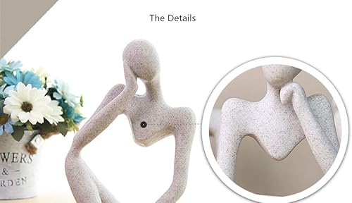 Miniatura 4 de NEWQZ Thinker Estatuilla de resina escultura estatua coleccionable artesanal hecha a mano para decoración de escritorio (suave)