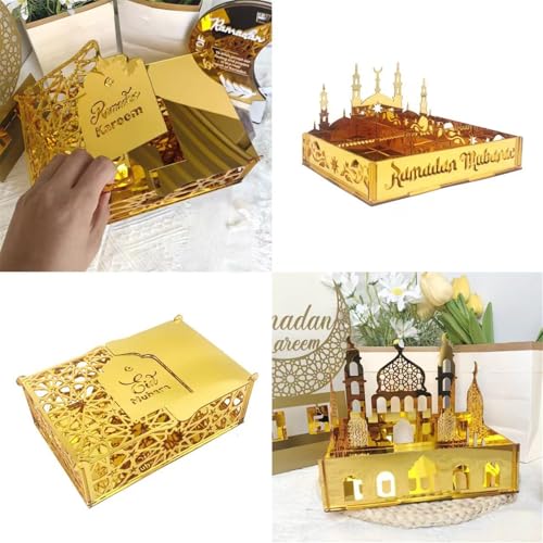 Boîte de rangement de bonbons Eid en acrylique à compartiments - 3