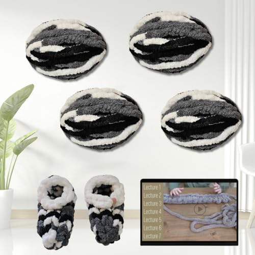 MARCYNMYA Chunky Yarn No7 Thick Yarn, 250 Grams (Onyx, Pack of 4) — view 3