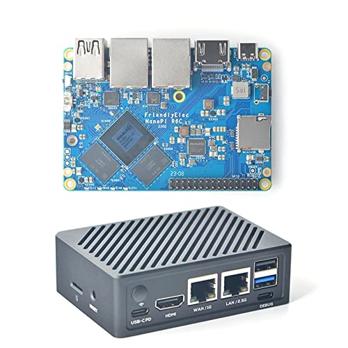 youyeetoo NanoPi R6C Mini Router with Metal Case, 2.5G+1 Gbps Ethernet Ports/HDMI 2.0, Support OpenWRT/Docker for VPN NAS IOT Smart Home Gateway (8GB LPDDR4X 32GB eMMC,RK3588S)