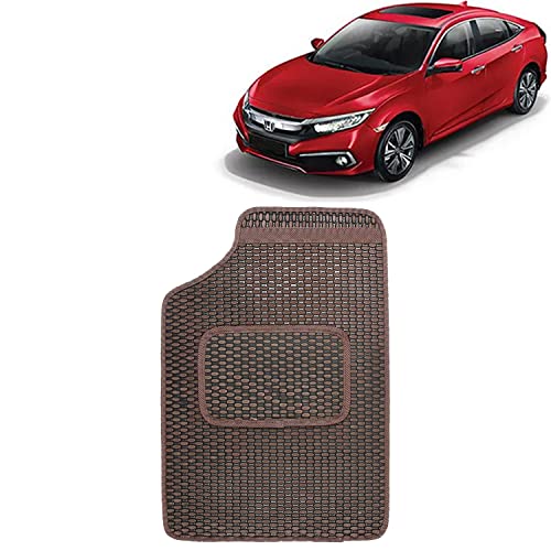 Image of Kingsway Dotted Design Car Floor Foot Mats Universal Fit for Honda Civic, Model Year : 2019 Onwards, Water and Dustproof, Color Brown, Set of 5 Pieces