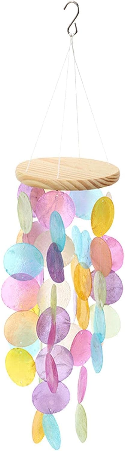 Wind Chimes,Handmade Capiz Shell Wind Chime, Delicate Outdoor Wind Chimes, Melodious Pleasant Sound, for Patio Lawn Garden Balcony Porch Wedding Home Decor (A)