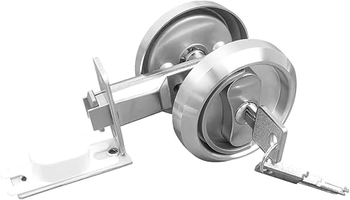 Miniatura 6 de Cerradura de puerta de bolsillo plateada con llave y respaldo de 2 38 pulgadas de 2.362in, pestillo de accesorios de puerta de bolsillo de níquel