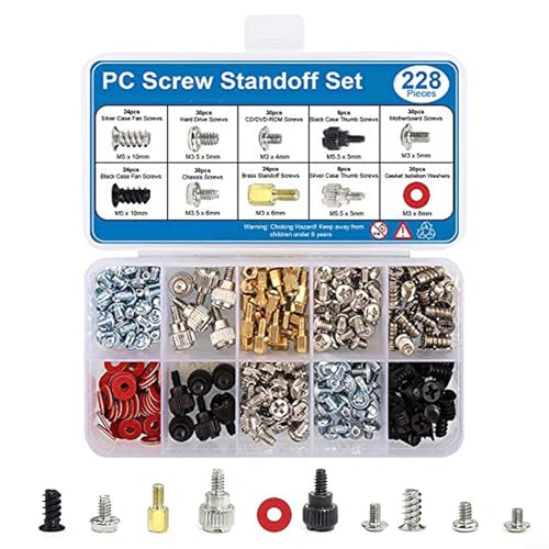 Set completo di 228 viti per PC per l'installazione e la riparazione di schede grafiche per case del computer, scheda madre, disco rigido, ventola