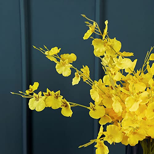 Fqqwee 12Pcs Artificial Orchid Flowers Stem 19.7Inch Silk Fake Yellow Butterfly Orchids Flower Branches Faux Dancing Lady Orchids Phalaenopsis Artificial Flowers For Wedding Home Office Decoration #TOP6