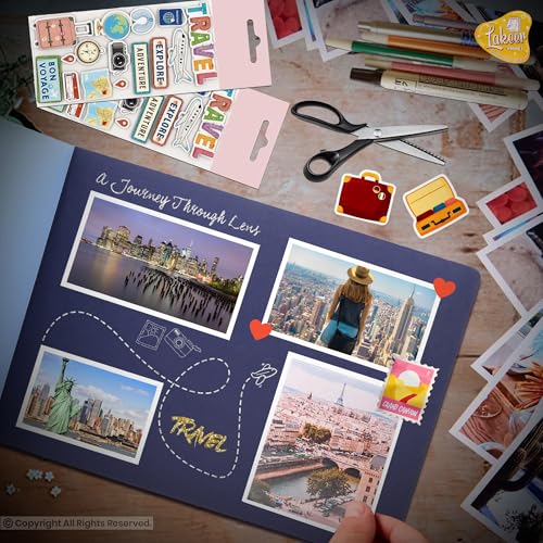 Image of Lakeer 14.5 x 10 Inch DIY Scrapbook-Photo Album | 15 Sheets (30 Pages)-300 GSM Thick | For Photo Album, DIY Craft, Scrapbooking Activity, Sketching (Navy Blue)