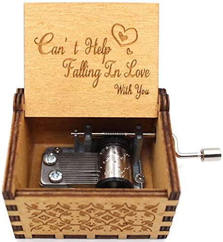 MingSH Can't Help Falling in Love Caja de música de Madera, Caja de Madera manivela de Madera Tallada Antigua Cajas Musicales Mejor cumpleaños,Regalos para Novio, Novia, Tu Madre,Regalo niños Cover