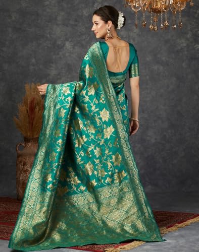 Image of Women's Banarasi Saree Pure Kanjivaram Silk Saree Soft Design Wear Pattu Sarees Cotton With Blouse Piece Kanchipuram for Wedding new ladies sadi