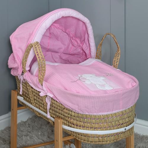 Cuddles Collection Set di biancheria da letto universale per culla, motivo: orsetti rosa, cestino non incluso