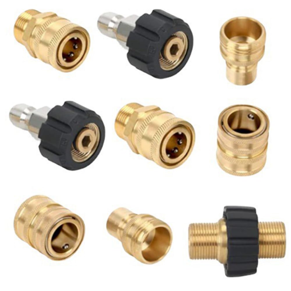 Quick Disconnect Kit, M22 Swivel To 3/8 Inch Quick Connect, 3/4 Inch Pressure Washer Adapter Set, To Quick Release, 9-Pack (3/8'' Quick Connect Kit + 3/4'' Kit)