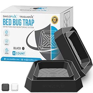 Bed Bug Trap — 8 Pack | TruGuard X Bed Bug Interceptors (Black) | Eco Friendly Traps for Bed Legs | Reliable Insect Detector, Interceptor, and Monitor for Pest Control and Treatment